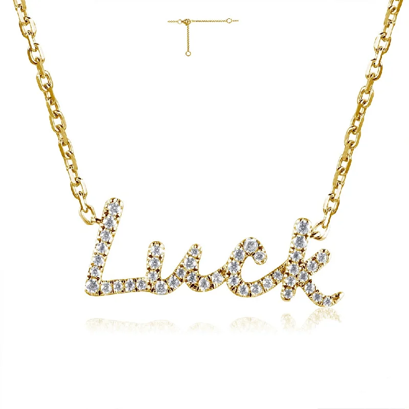 minimalist gold necklace for everyday wear -0.17ct Diamond 'Luck' Necklace set in 14KT Yellow Gold / N25568B