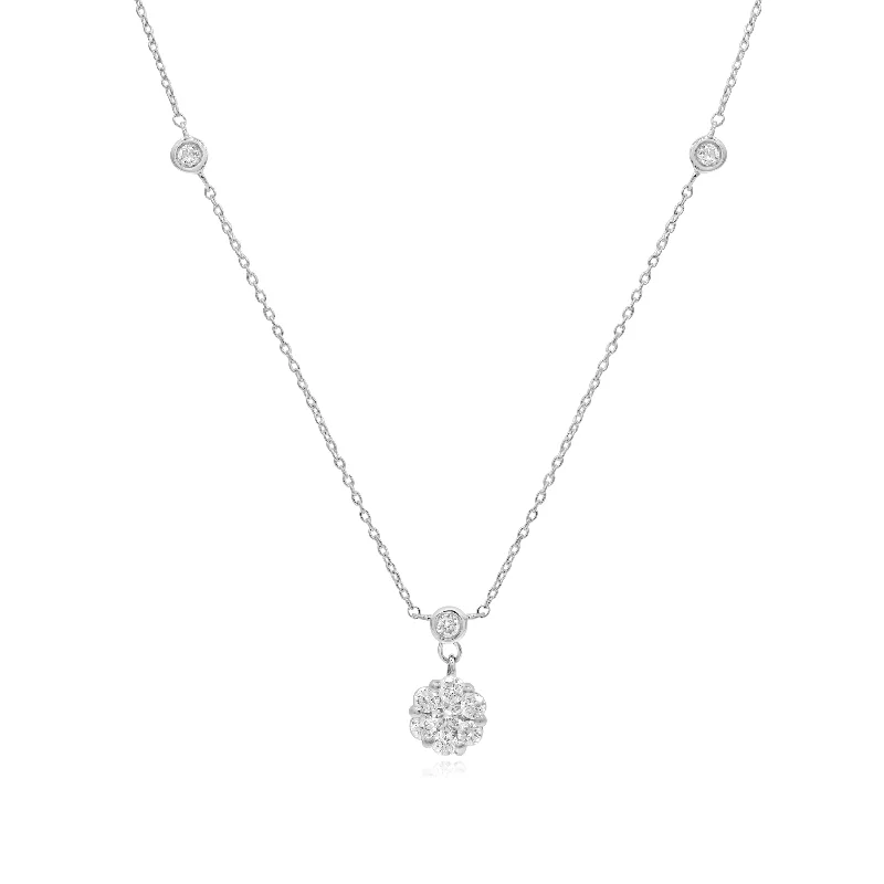 diamond pendant necklace for women -0.45ct Diamond Necklace set in 14KT White Gold / JLN165168F