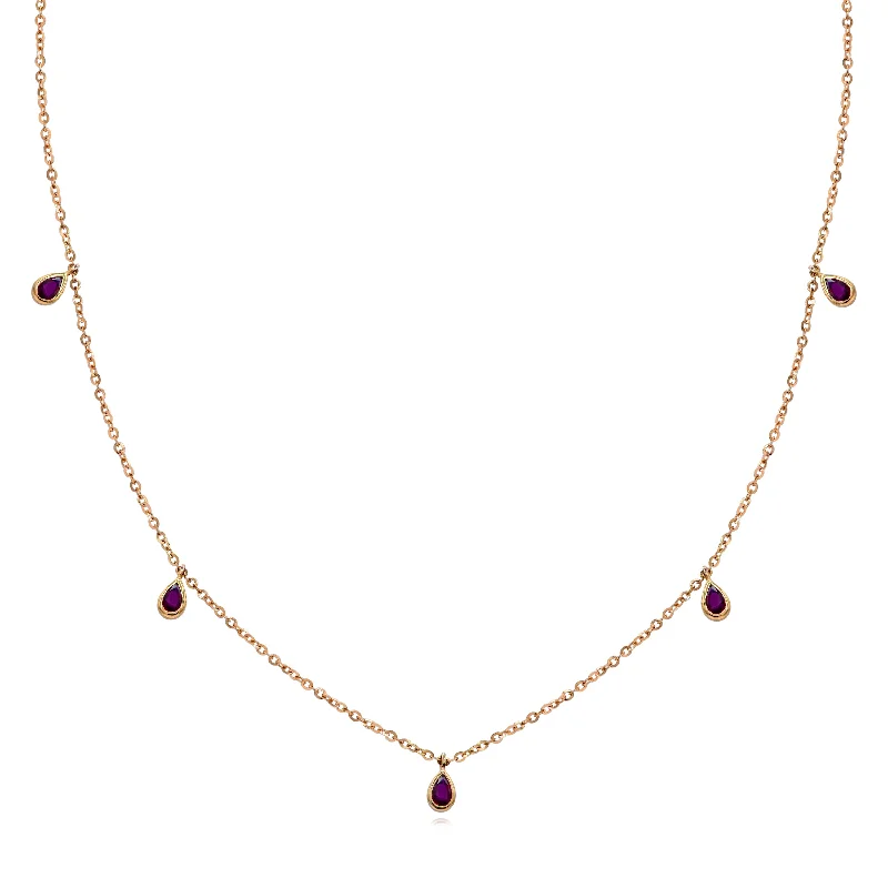 tiny heart necklace for daily wear -0.92ct Ruby Necklace set in 18KT Rose Gold / NJ860B