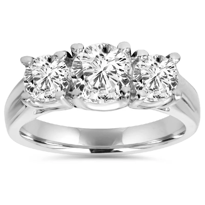 vintage-inspired ring for women -1 1/4ct Three Stone Diamond Engagement Ring Platinum