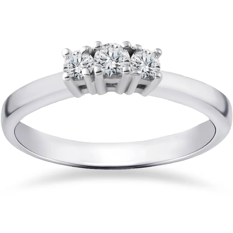 rose gold band for weddings -1/2ct Three Stone Lab Created Diamond Engagement Ring 14K White Gold