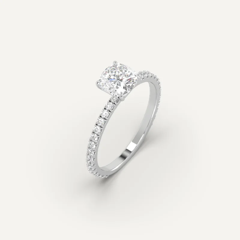 white gold wedding band for men -1 carat Cushion Cut Diamond Ring