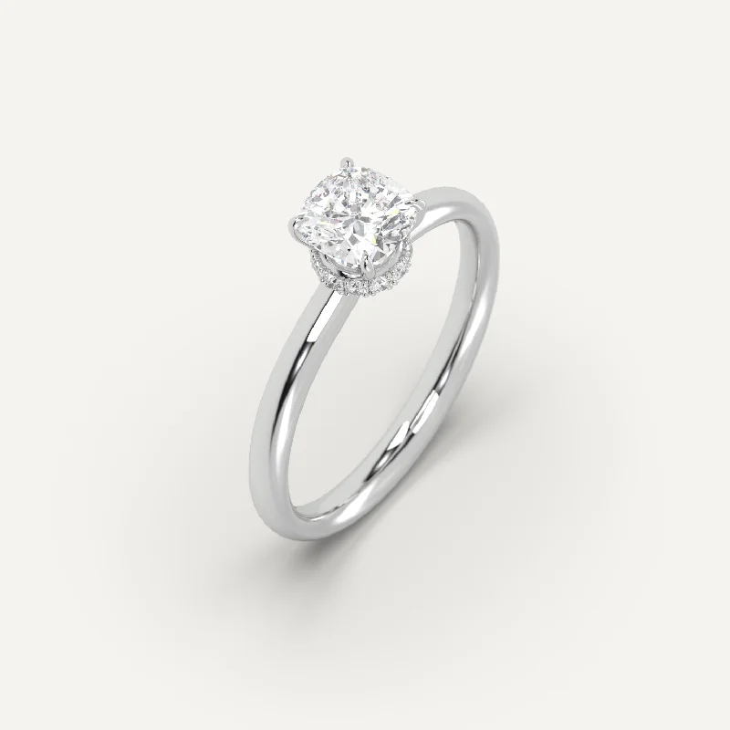 floral design ring for women -1 carat Cushion Cut Diamond Ring