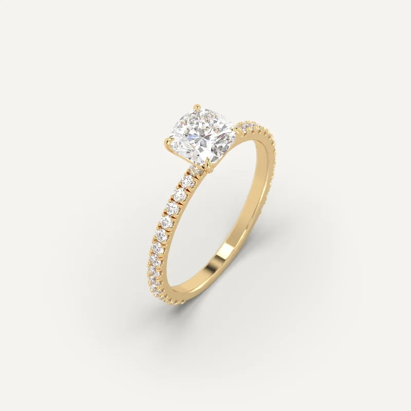 floral design ring for women -1 carat Cushion Cut Diamond Ring