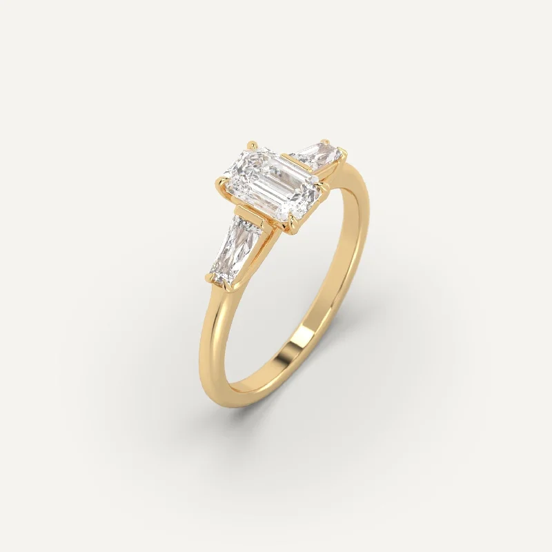 unique engagement ring for women -1 carat Emerald Cut Diamond Ring