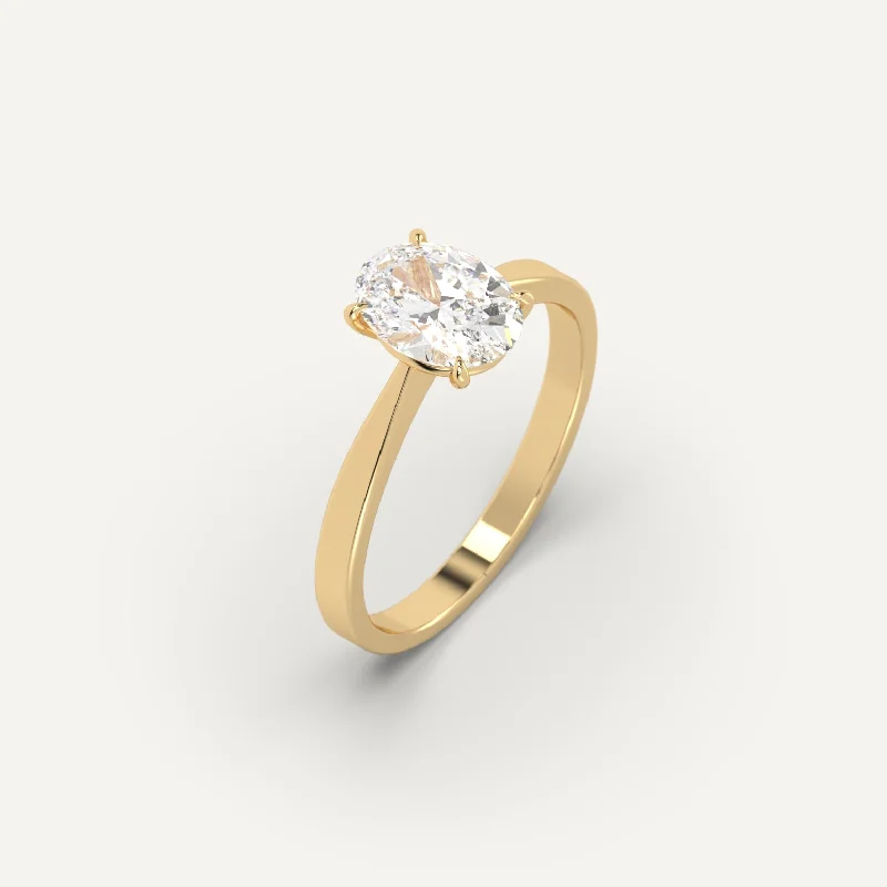 minimalist gold ring for everyday wear -1 carat Oval Cut Diamond Ring