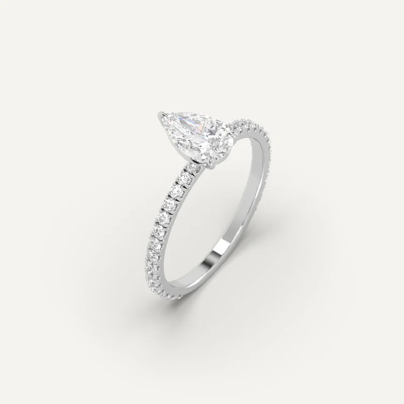 crystal ring for women -1 carat Pear Cut Diamond Ring