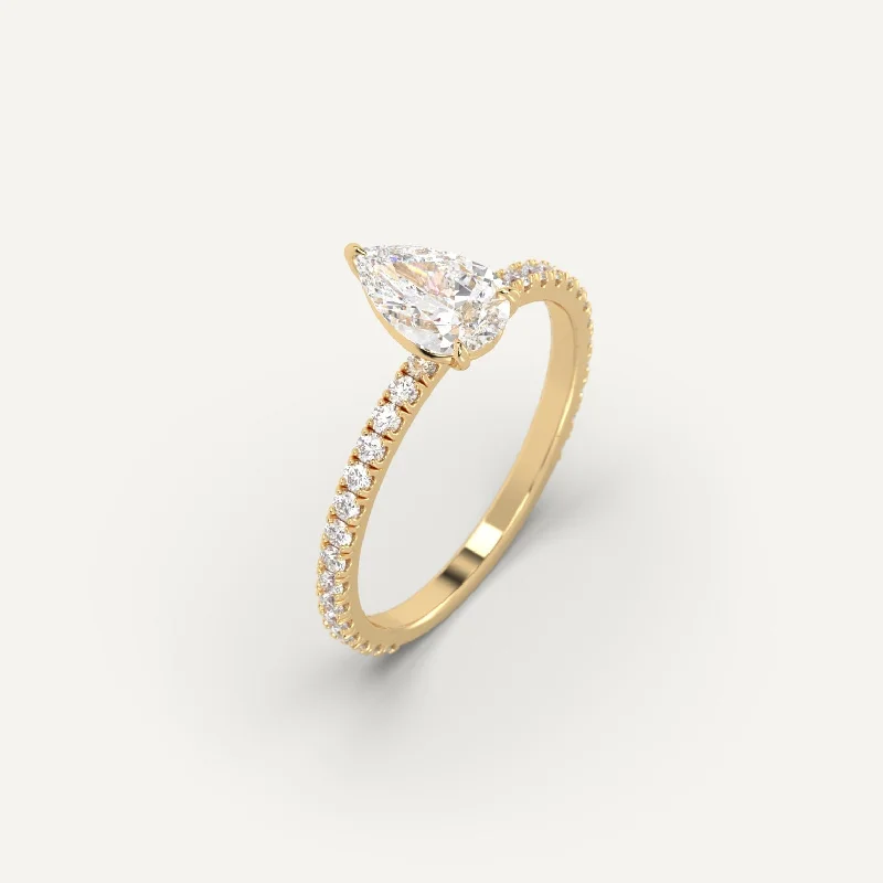 rose gold band for weddings -1 carat Pear Cut Diamond Ring