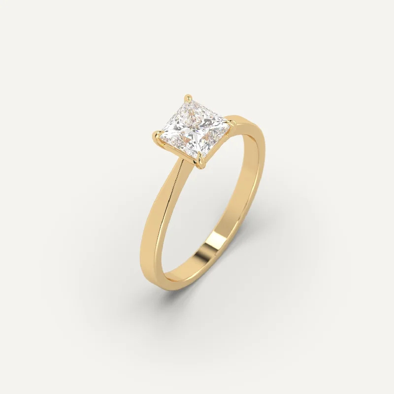 rose gold ring for women -1 carat Princess Cut Diamond Ring