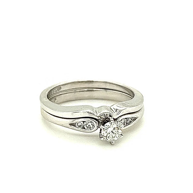 open band ring for women -14 White Gold Wedding Set