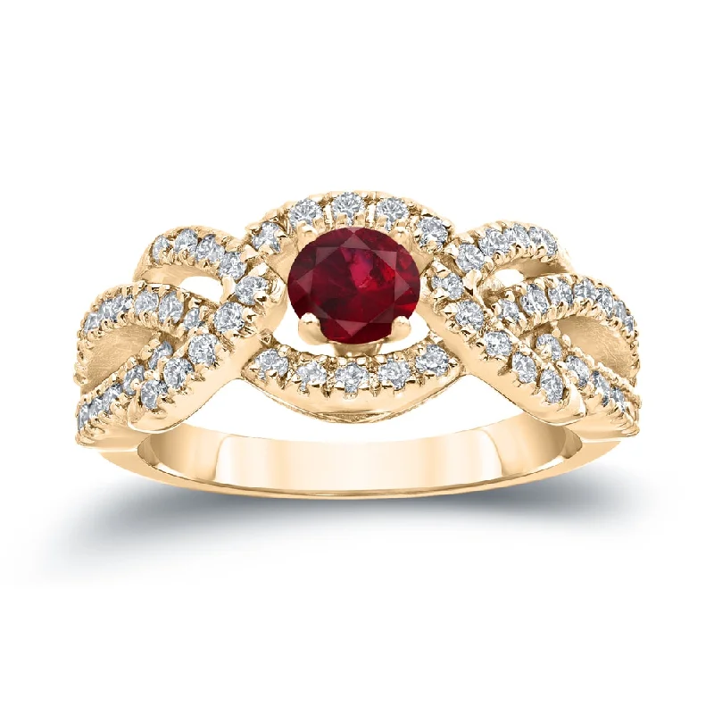 sapphire engagement ring for women -14k Gold 2/5ct Ruby and 3/5ct TDW Diamond Engagement Ring by Auriya