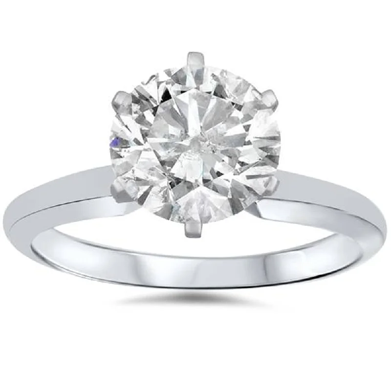 diamond solitaire ring for women -14k White Gold 1 1/2 Carat Diamond Round Solitaire Engagement Ring Enhanced