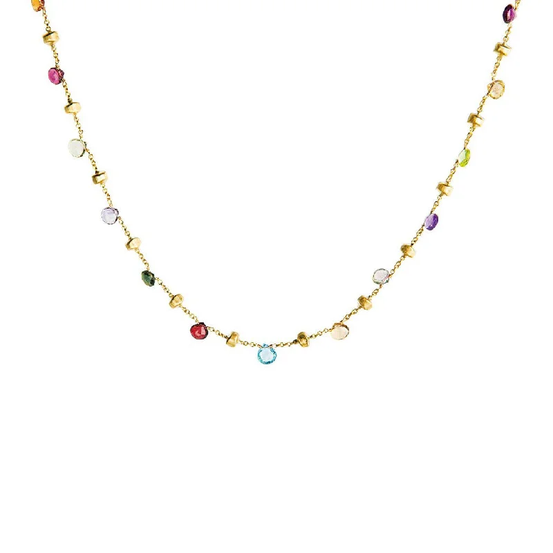 double heart necklace for couples -Marco Bicego Paradise 18K Yellow Gold & Mixed Large Stone Collar Necklace