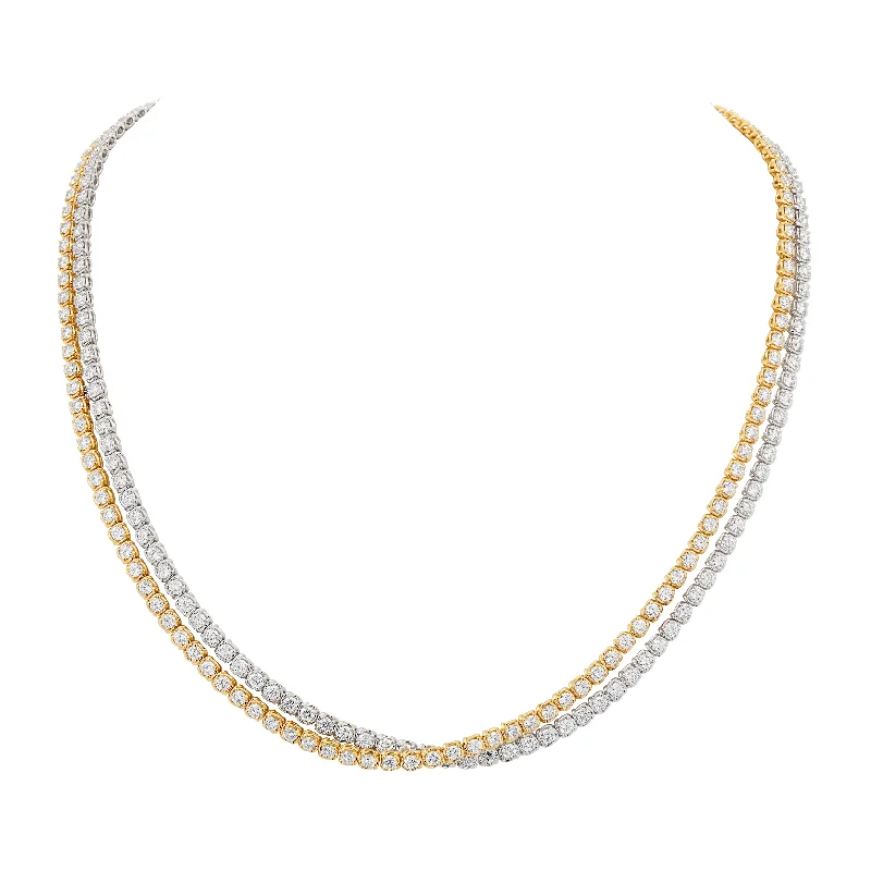 dainty pearl necklace for bridesmaids -18kt Yellow and White gold double layered diamond necklace