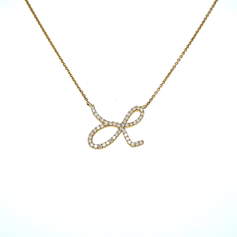 tree of life necklace for women -18KY gold initial "L" necklace with .23 cts diamonds