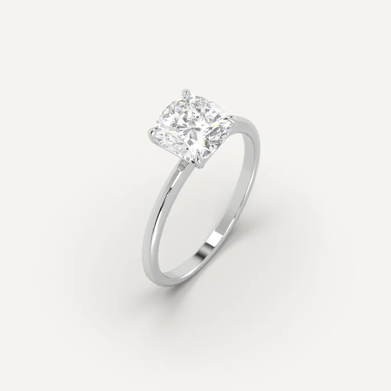 engraved name ring for gifts -2 carat Cushion Cut Diamond Ring