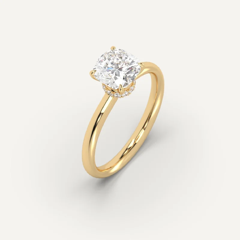 personalized name ring for women -2 carat Cushion Cut Diamond Ring