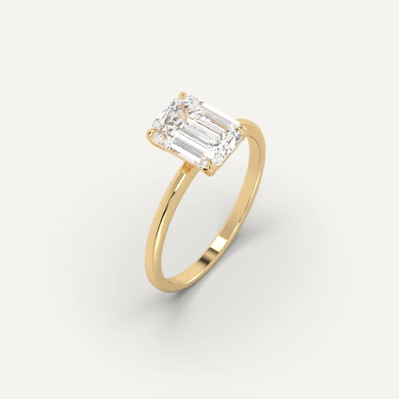 dainty gold ring for women -2 carat Emerald Cut Diamond Ring