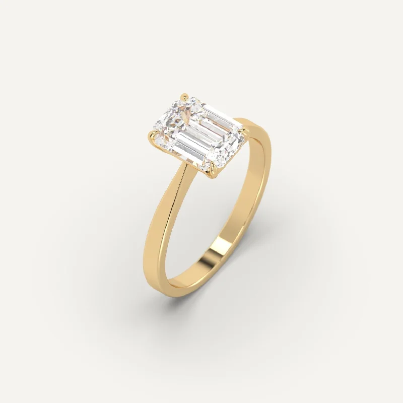 silver stacking rings for women -2 carat Emerald Cut Diamond Ring