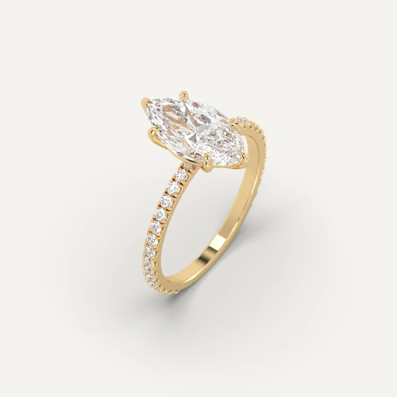 adjustable gold ring for women -2 carat Marquise Cut Diamond Ring