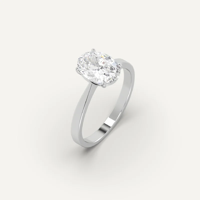 contemporary ring for men -2 carat Oval Cut Diamond Ring