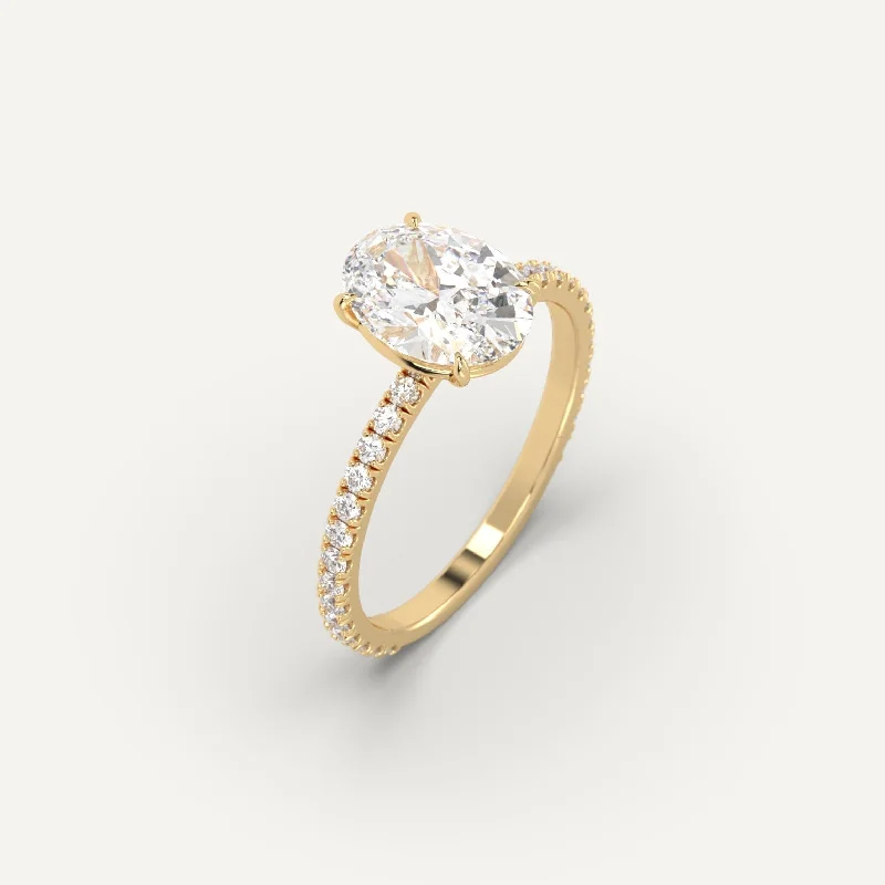 three stone engagement ring -2 carat Oval Cut Diamond Ring