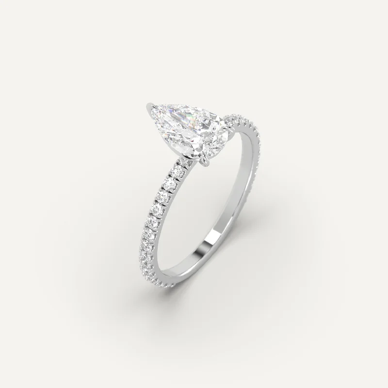 luxury statement ring for women -2 carat Pear Cut Diamond Ring