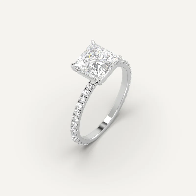 gold plated ring for women -2 carat Princess Cut Diamond Ring