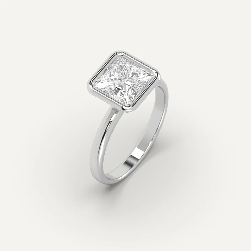 simple band ring for men -2 carat Princess Cut Diamond Ring