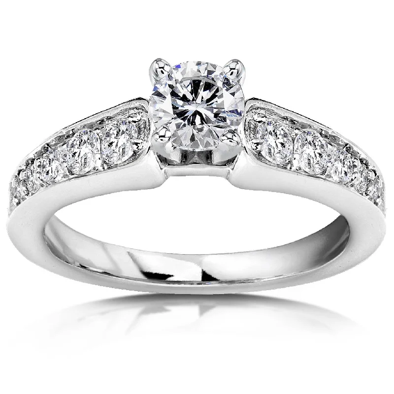 vintage-inspired ring for women -3/4ct Diamond Engagement Ring 14K White Gold