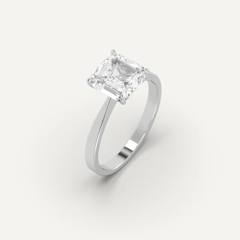 three stone engagement ring -3 carat Asscher Cut Diamond Ring