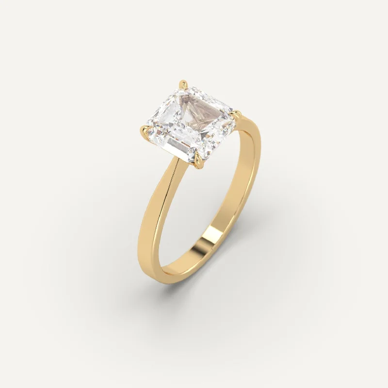 classic solitaire ring for women -3 carat Asscher Cut Diamond Ring