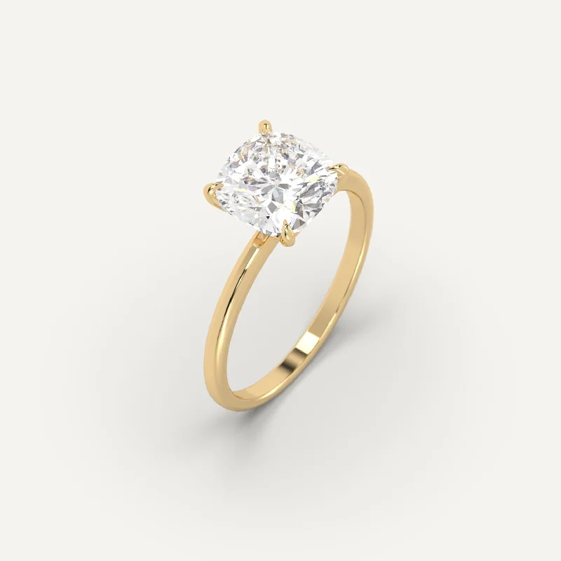 bold gold ring for women -3 carat Cushion Cut Diamond Ring