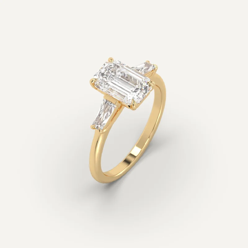 halo diamond ring for women -3 carat Emerald Cut Diamond Ring