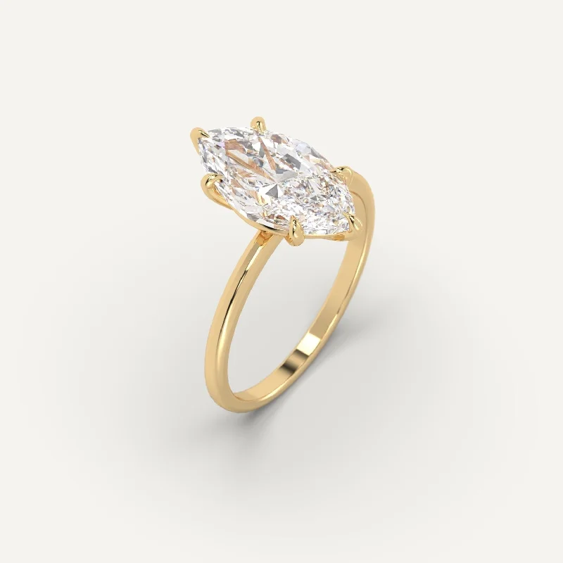 floral design ring for women -3 carat Marquise Cut Diamond Ring