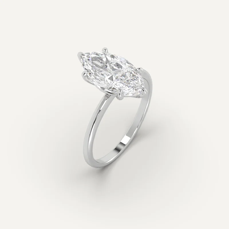 custom engraved ring for couples -3 carat Marquise Cut Diamond Ring