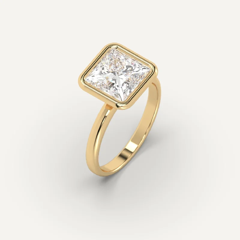 custom initial ring for women -3 carat Princess Cut Diamond Ring