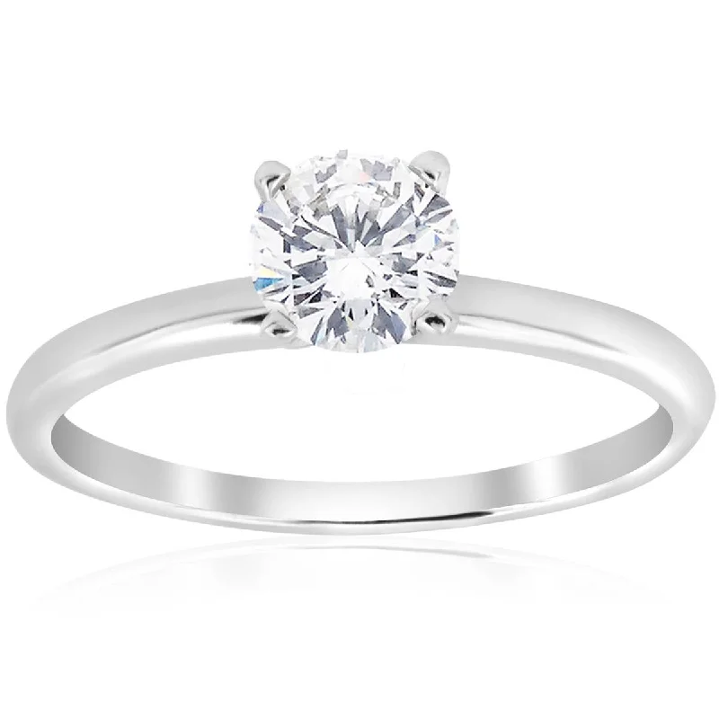 adjustable gold ring for women -5/8ct Solitaire Round Diamond Engagement Ring 14K White Gold Brilliant Jewelry