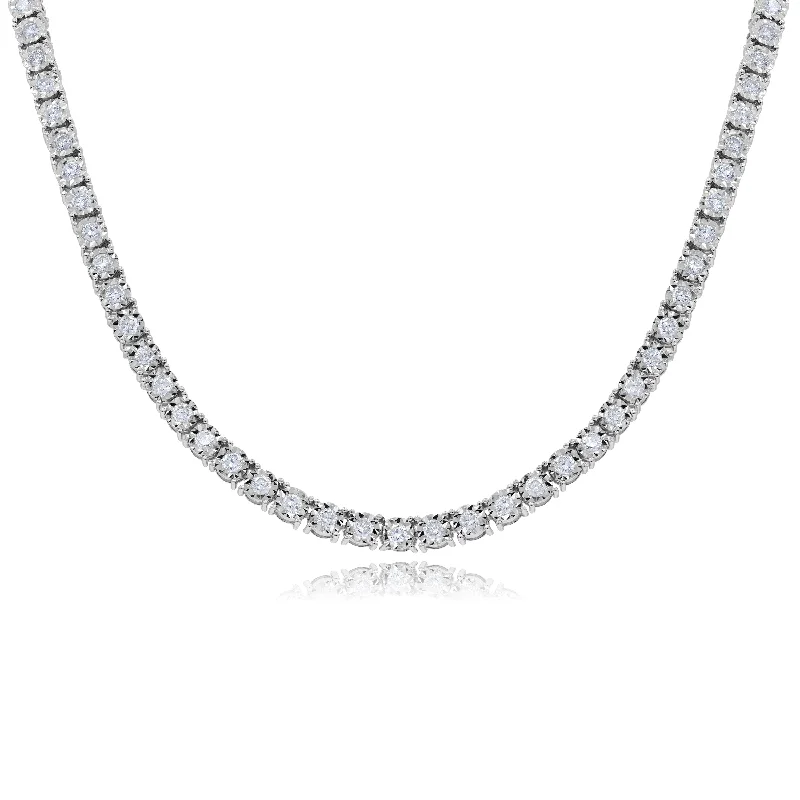 gold chain necklace for layering -8.30ct Diamond Necklace set in  14KT White Gold / NK400132