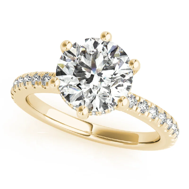 bold gold ring for women -Alyssa 6-Prong Round Diamond Engagement Ring Setting