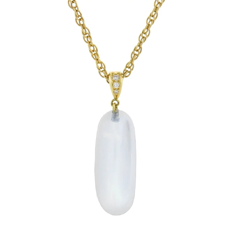 diamond solitaire necklace for women -Art Nouveau 18kt Large Moonstone Drop Pendant with Modern Chain Necklace