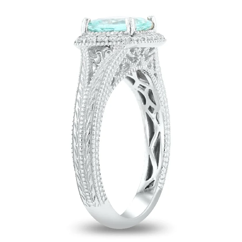 simple silver ring for men -Auriya 14k Gold 1 1/3ct Paraiba Tourmaline and 1/4ct TDW Diamond Ring