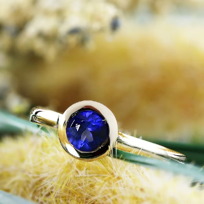 three stone engagement ring -Auriya 14k Gold 1/2ct Bezel-set Solitaire Sapphire Engagement Ring