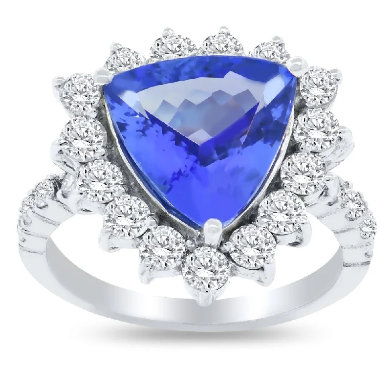 heart shaped ring for women -Auriya 14k Gold 4ct Tanzanite and 1 3/8ct TDW Round Diamonds Engagement Ring