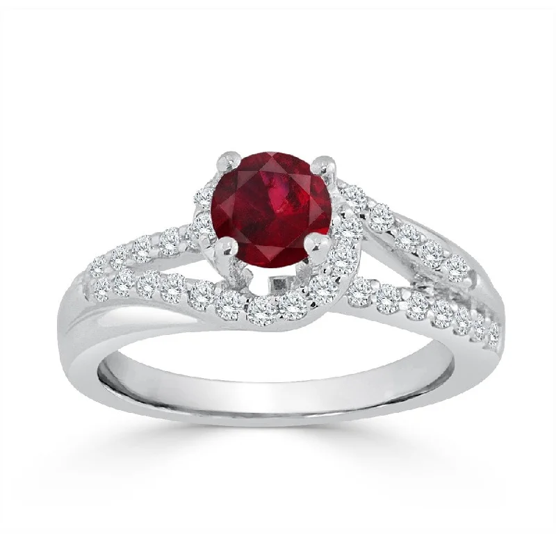 custom name ring for kids -Auriya 14K Gold 5/8ct Ruby and 2/5ct TDW Diamond Engagement Ring (H-I, SI1-SI2) - Red