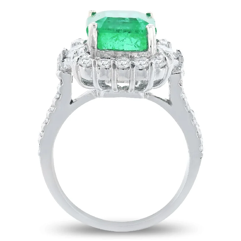 eternity band for women -Auriya 14k White Gold 4 1/10ct Emerald and 1ct TDW Diamond Ring