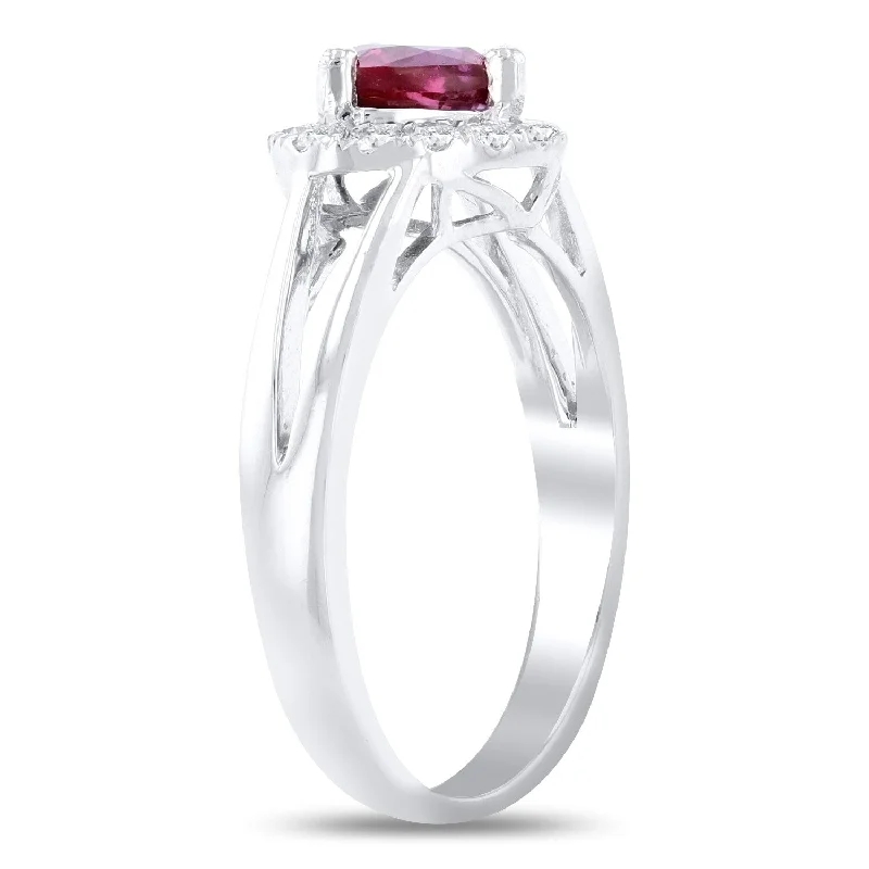 floral design ring for women -Auriya Platinum 1ct Rare Unheated Ruby and 1/3ct TDW Diamond Ring