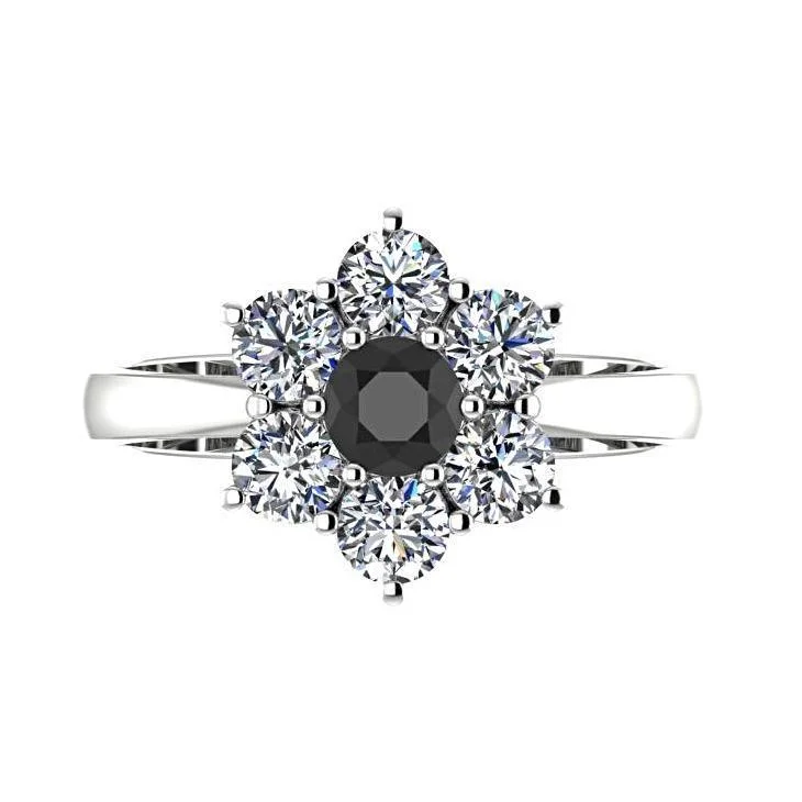 pearl ring for women -Black Diamond Ring with White Diamonds