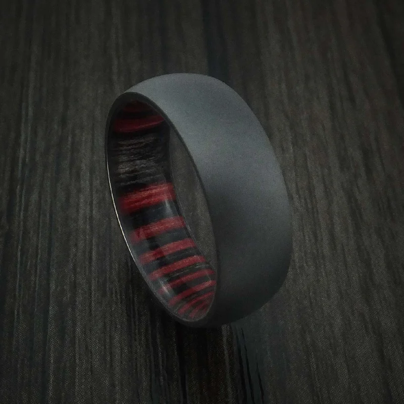 ruby ring for women -Black Titanium Men's Ring with Hardwood Sleeve Custom Made Band