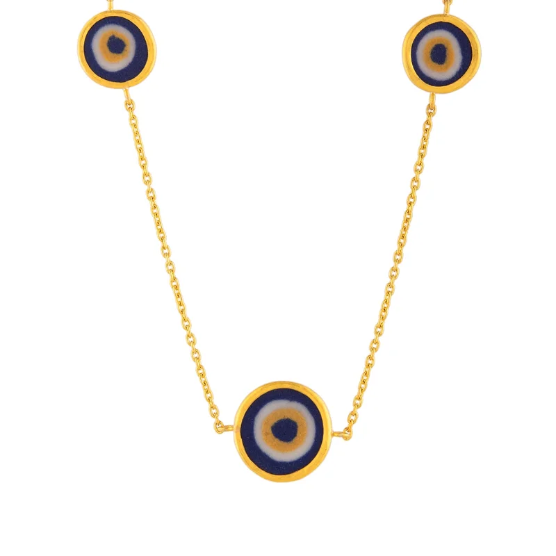 butterfly choker necklace for girls -Ceramic Evil Eye Station Necklace